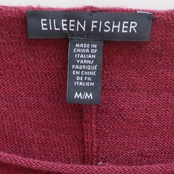 Eileen Fisher Burgundy Merino Wool Long Sleeve Pullover Sweater Dress Tunic M - Picture 6 of 9